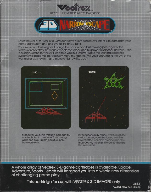 Narrow Escape box art for Vectrex